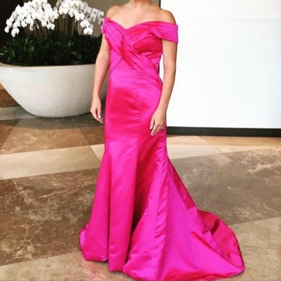 Dresses & Skirts - Fuschia Satin Formal Gown